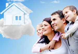 Family thinking of their dream house